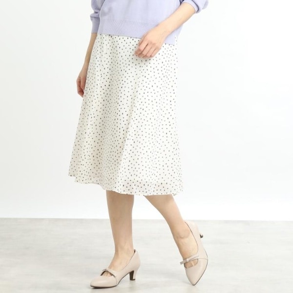 マシンウォッシュ可／セットアップ可能】コツキ柄プリントスカート