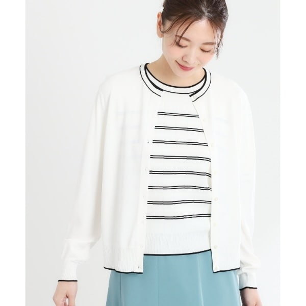 手洗い可／アンサンブル可】バイカラーカーディガン | リフレクト