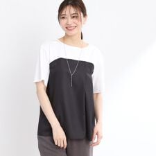 【夏SALE／UVカット／接触冷感／マシンウォッシュ可能】レイヤード風ジャージブラウス