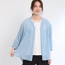 【手洗い可／羽織りでも◎】ストライプブラウス