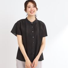 【選べる7色◎／手洗い可】フロントピンタックデザインブラウス