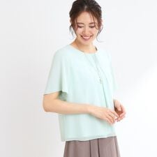 【UVカット／接触冷感／マシンウォッシュ可】横切替ピンタックデザインブラウス