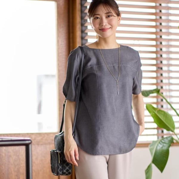 ブラウス シャツ 「夏SALE／マシンウォッシュ可」デニム調プルオーバーブラウス レディース 夏SALE／マシンウォッシュ可】デニム調プルオーバーブラウス