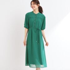【WEB先行カラーあり／リボン取り外し可／マシンウォッシュ可】コツキ柄プリントワンピース