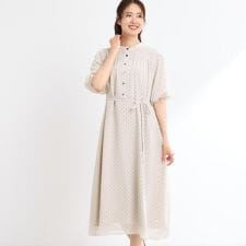 【夏SALE／WEB先行カラーあり／リボン取り外し可／マシンウォッシュ可】コツキ柄プリントワンピース