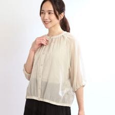 【夏SALE／E‐QUALITY／手洗い可／羽織にも◎】シアーブラウス