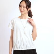 【E‐QUALITY／手洗い可】フレンチスリーブブラウス