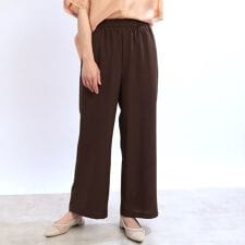 【ウエスト総ゴム／脚長効果◎】ドライタッチワイドパンツ