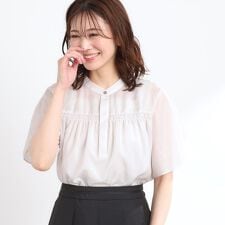 【選べる5色◎／接触冷感／マシンウォッシュ可】シャーリングデザインブラウス