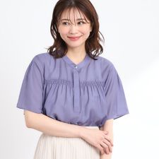 【選べる5色◎／接触冷感／マシンウォッシュ可】シャーリングデザインブラウス