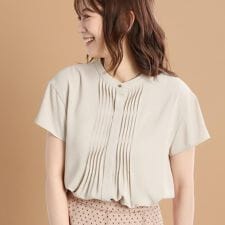 【インナーに◎／すっきり見え！長め丈】タックデティールブラウス