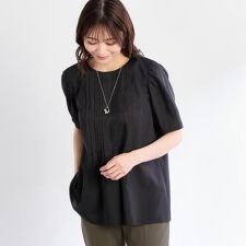 【接触冷感／洗える】ピンタックデザインチュニックブラウス