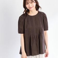 【すっきり見え！長め丈】ピンタックデザインチュニックブラウス