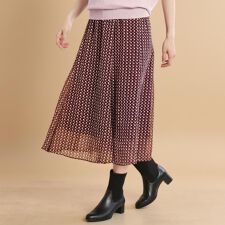 【WEB先行カラーあり／マシンウォッシュ可／ウエスト総ゴム】コツキ幾何柄ロングスカート