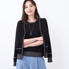 【WEB先行カラーあり／手洗い可／アンサンブル可】バイカラーカーディガン