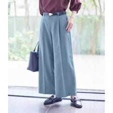 【UVカット／接触冷感／透けない／涼しく着られる裏地無し】フルレングスワイドストレートパンツ