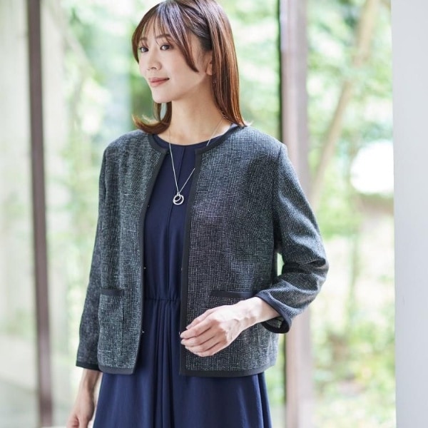 新品　Reflect リフレクト ノーカラージャケット　ツイード イタリア生地 公式】Reflect（リフレクト）の通販 | ノーカラージャケット通販
