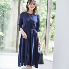 【吸水速乾／防しわ】シルキープリーツワンピース