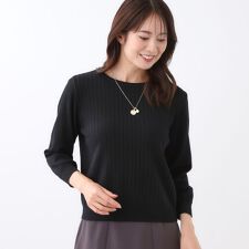 【WEB先行カラーあり／インナーにおすすめ◎／アンサンブル可】すっきり見え縦編み柄ニット