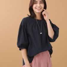 リフレクト(Reflect)の【E‐QUALITY／体型カバー／ゆったり着られる◎】ストライプ×パフスリーブのブラウス