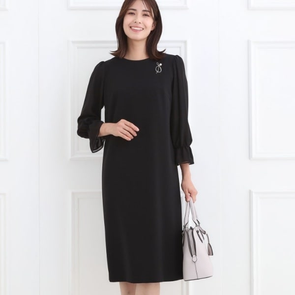 Reflect ワンピース ブラック 夏SALE／R‐QUALITY／手洗い可】レーススリーブワンピース