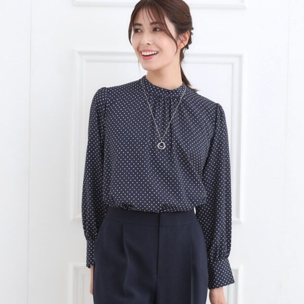 【フォーマル／入卒】ドットプリントブラウス