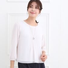 【フォーマル／入卒／お仕事に◎】ピンタック×スカラレースブラウス