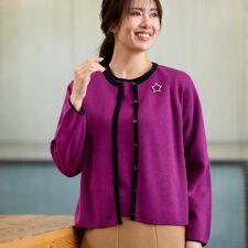 【秋映え／単品使い◎／すっきり見え】ブローチ付きニットアンサンブル