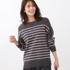 【ゆったり着られる◎】ボートネックボーダーニット