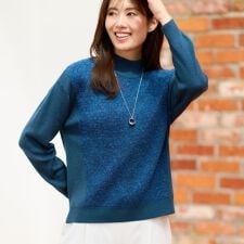 アーガイル柄ハイネックニット