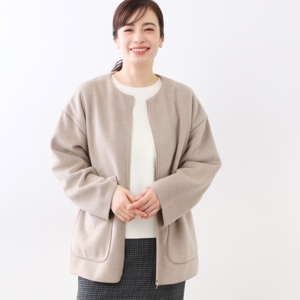 ニットビーバーノーカラーミドルコート | ルクールブラン(le.coeur