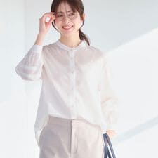 【ゆったり着られる◎】バンドカラーシャツブラウス