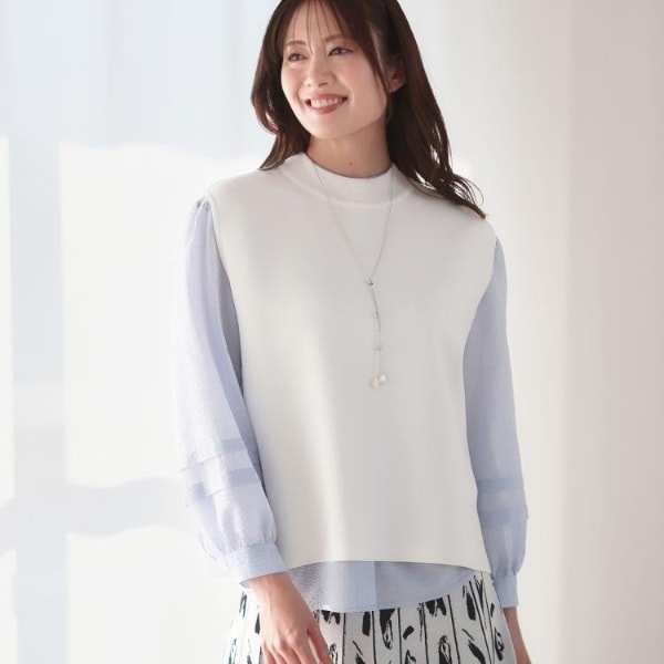 フリル取り外し可きれいめエレガント】フリルシャツレイヤード風ニット