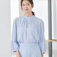 【セットアップ可】ストライプ柄ジャカードブラウス