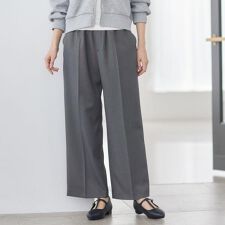 【ウエスト総ゴム】チェック柄イージーワイドパンツ