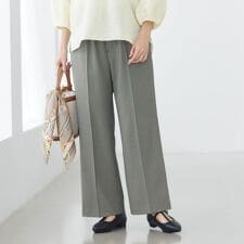 【ウエスト総ゴム】チェック柄イージーワイドパンツ