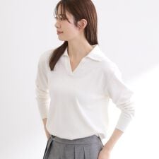 スキッパーネックニットプルオーバー