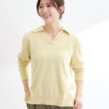 スキッパーネックニットプルオーバー