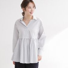 【レイヤードにおすすめ◎】ペプラムデザインシャツ