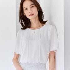 【インナーにおすすめ◎】五分袖シフォンブラウス