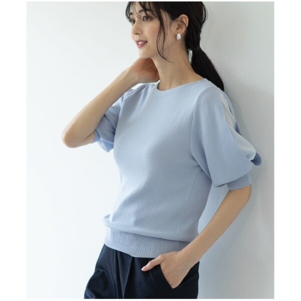 ドライタッチ デザインスリーブニット【接触冷感洗濯機洗い可