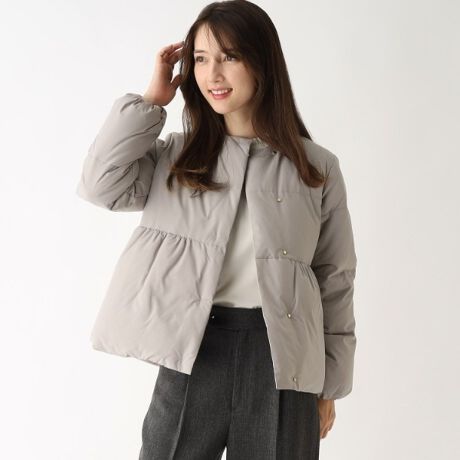 ≪S-LLsize≫ KAWADAダウン 撥水ノーカラーペプラムコート【洗濯機洗い 
