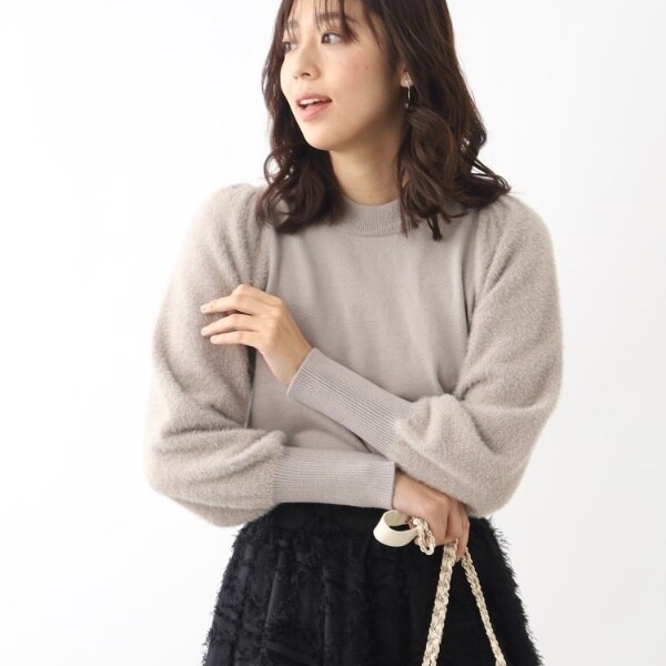 フェザーパフスリーブニット【洗濯機洗い可】 | インデックス(index