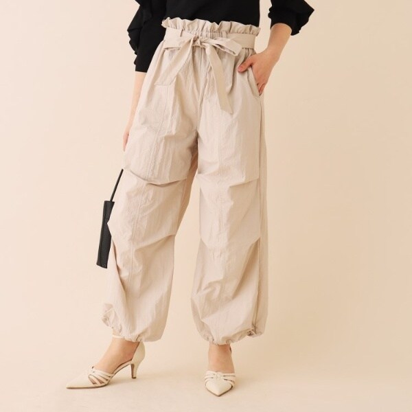 サッシュベルト付 パラシュートパンツ【防シワイージーケア洗濯機洗い