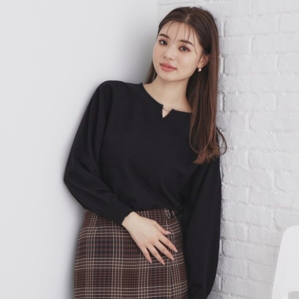 5colorXS-LL》キーネックビジュードルマンニット【洗濯機洗い可