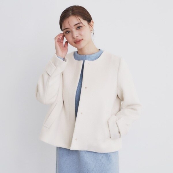 5colorXS-LLsize》ウール混ノーカラーショートコート | インデックス