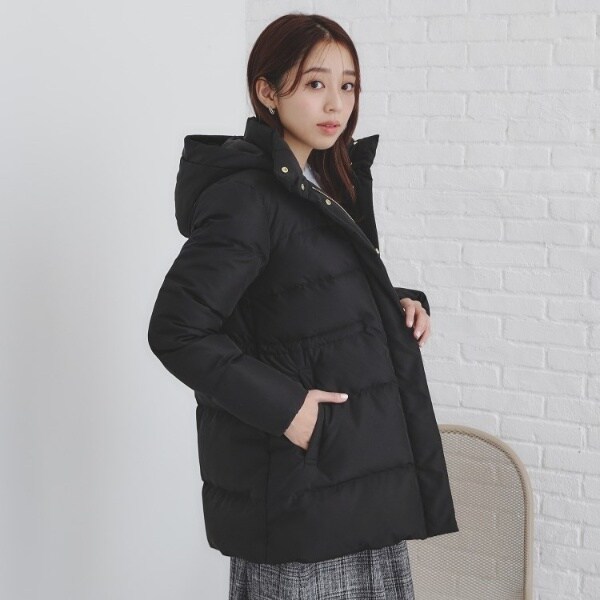 XS-LLsize》河田ダウン ドロストミドルコート【洗濯機洗い可撥水