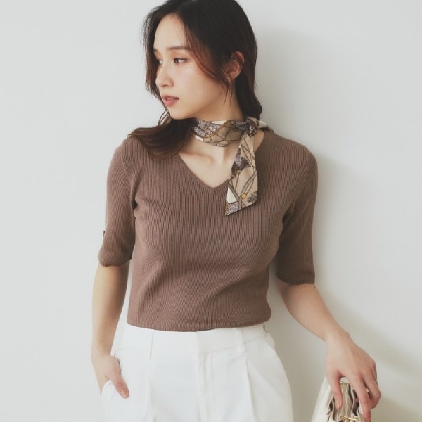 5色展開》Vネックリブニット【洗濯機洗い可】 | インデックス(index