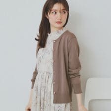 《7色展開XS-LLサイズ》ビジューボタンニットカーディガン【洗濯機洗い可抗ピル接触冷感】