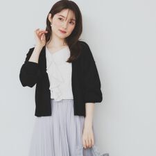 《6色展開》リラクシーショートカーディガン【洗濯機洗い可接触冷感抗ピル】